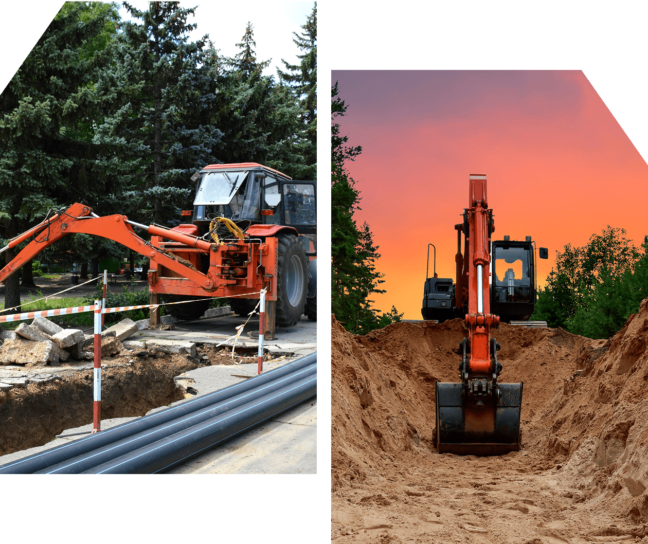 Excavator at work on a construction site during the day.