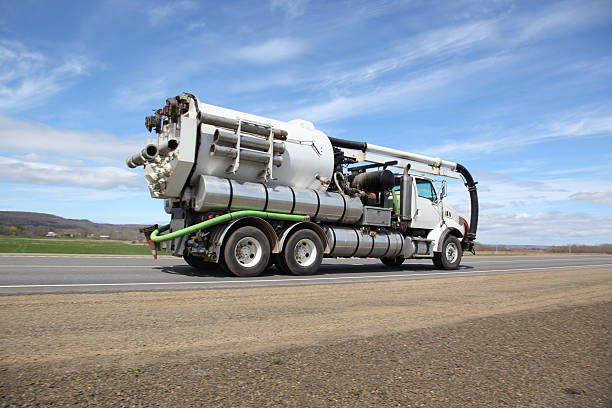 Pumper truck on a highway. Motion blurFor similar pictures go to